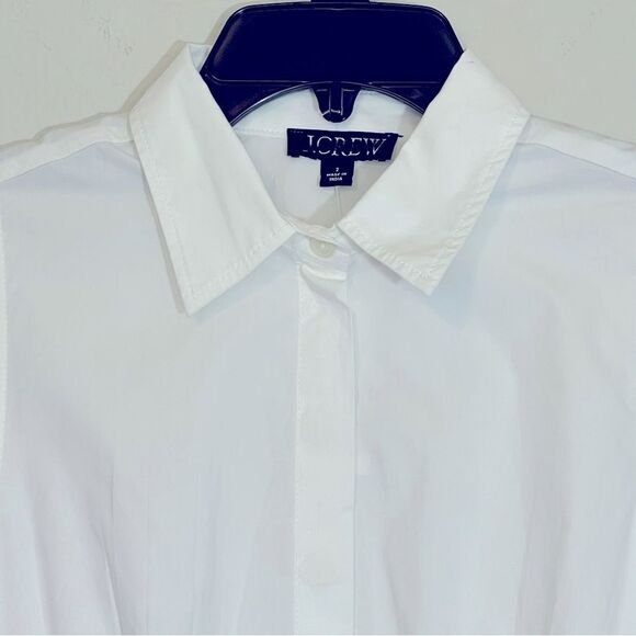 J Crew NWT Fitted Waist Shirt Dress in Cotton Poplin Size 2 in White | Belted - Picture 7 of 14